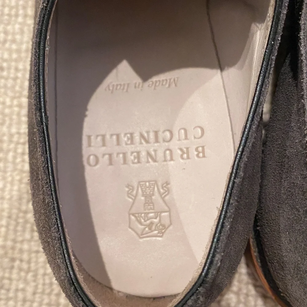 Brunello Cucinelli Dark Gray Suede Oxfords, sz 5.5 - Picture 4 of 11